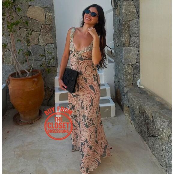 ZARA Printed Ruffle Trim Maxi Dress NWT Blogger Fave Size S - Picture 14 of 16